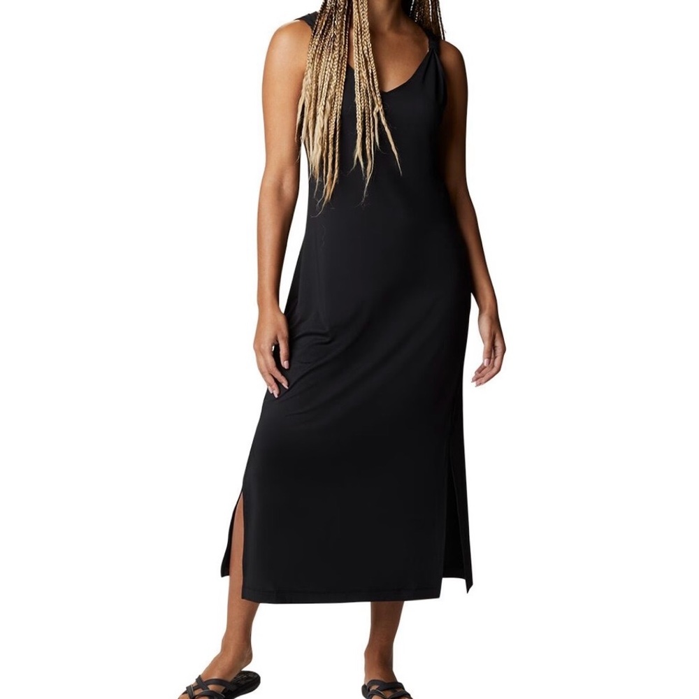 Sz L⭐️NWT Columbia Black Chill River Moisture Wicking Midi Dress. PTP 19”-21”